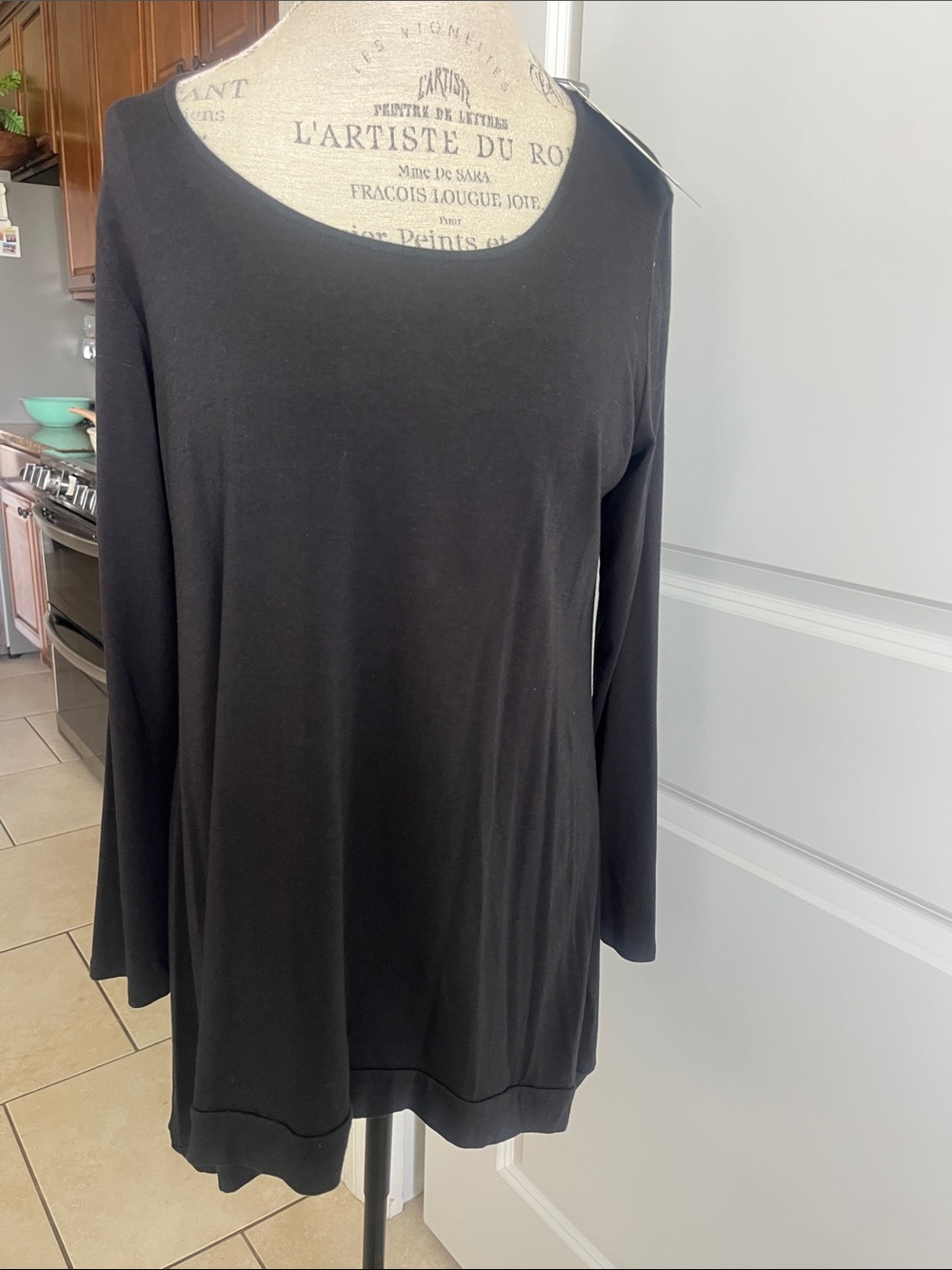 NWT Chalet black bamboo cotton L/S long sleeve top tunic size small